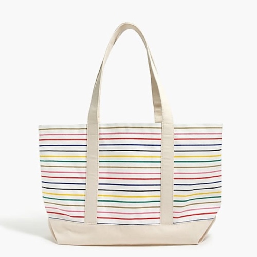 J. Crew RAINBOW STRIPES Everyday Canvas Tote Bag